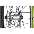 Close-up of a bicycle hub with 'Hope' branding on a white background
