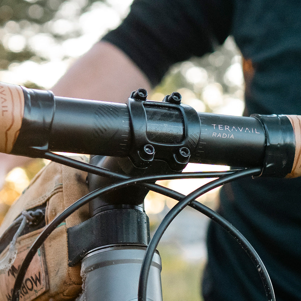 Close-up of bicycle handlebar and stem on bike