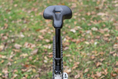 View of mountain bike seatpost on bike with saddle outside