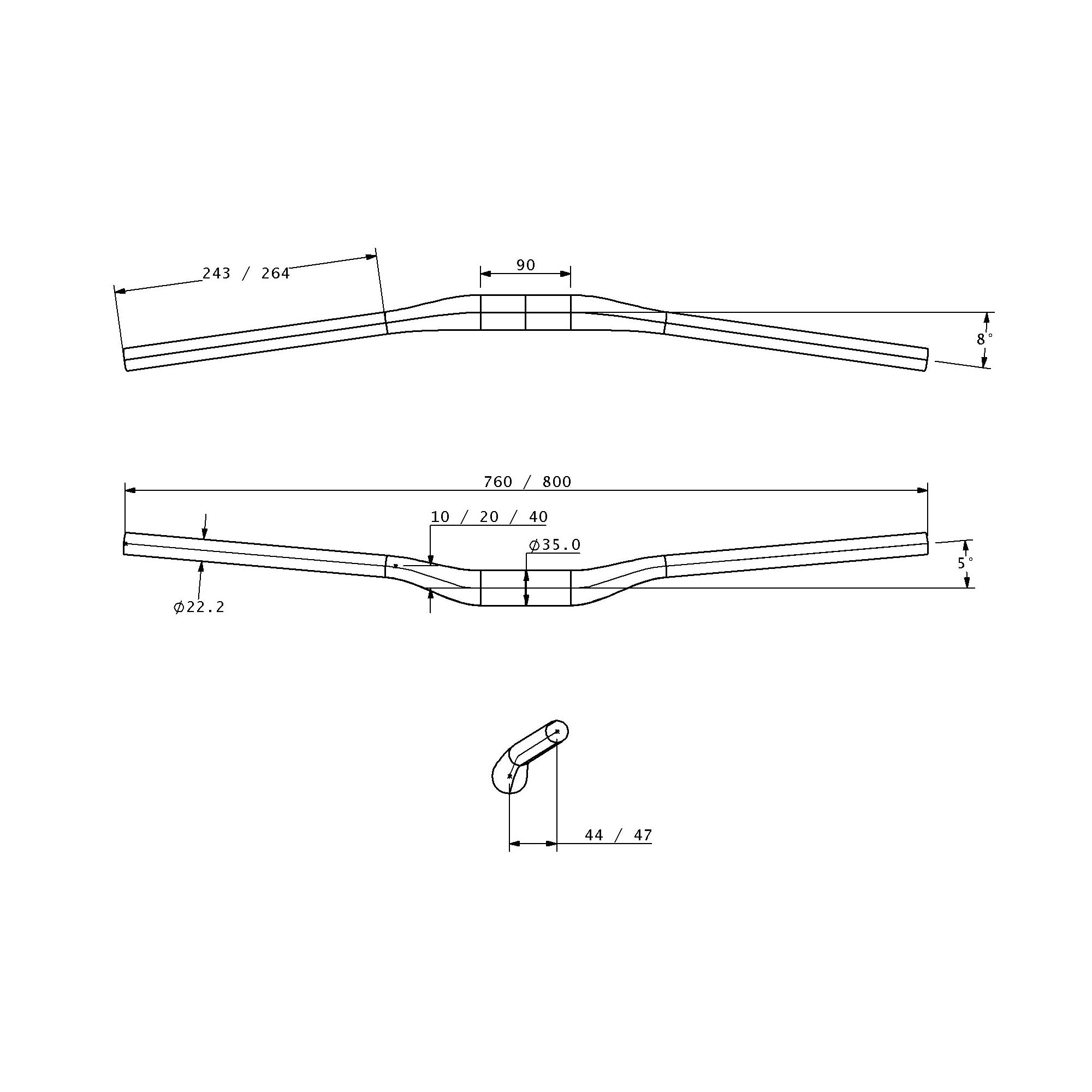35.0mm Riser Bar - Teravail Mantle Carbon Handlebar