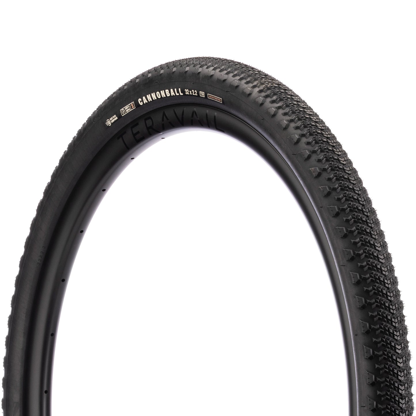 Teravail Cannonball 32 Tire with black sidewall three-quarter view on white background