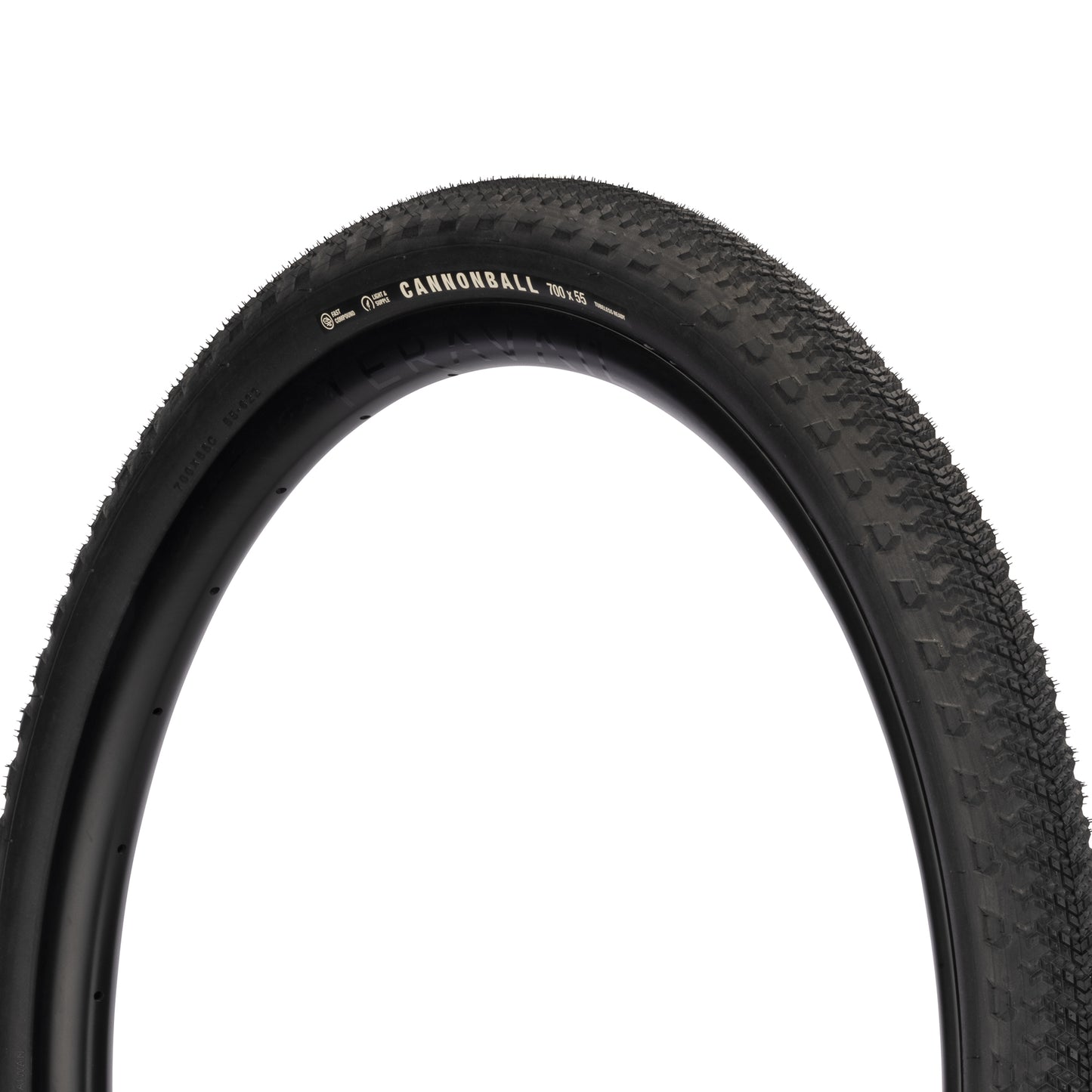 Teravail Cannonbal Ge 2 Tire three-quarter view with black sidewall on white background