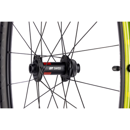 Teravail Circos DT 240 Gravel Front Wheel detail hub view on white background