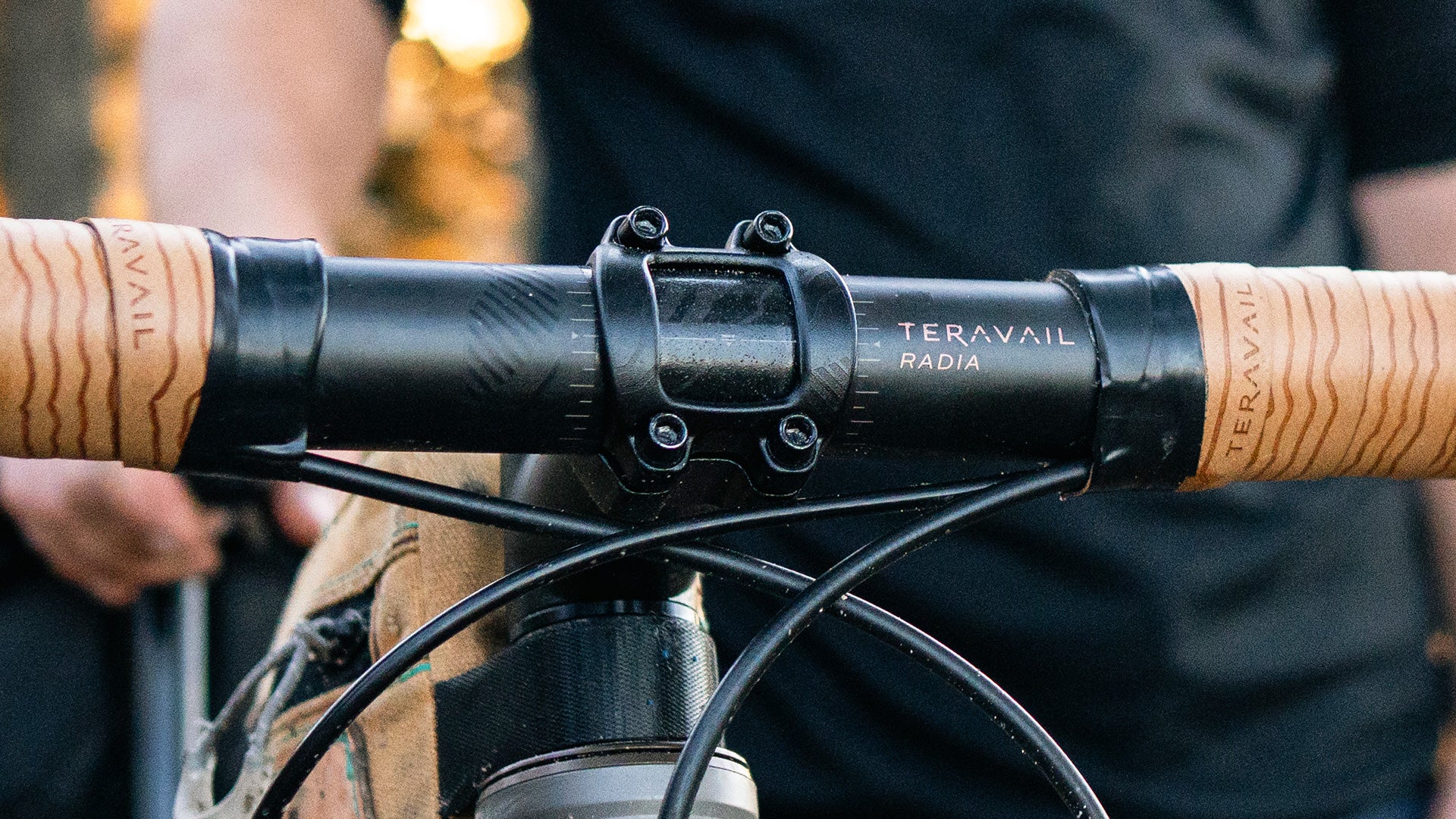 Close-up of bicycle handlebar and stem on bike
