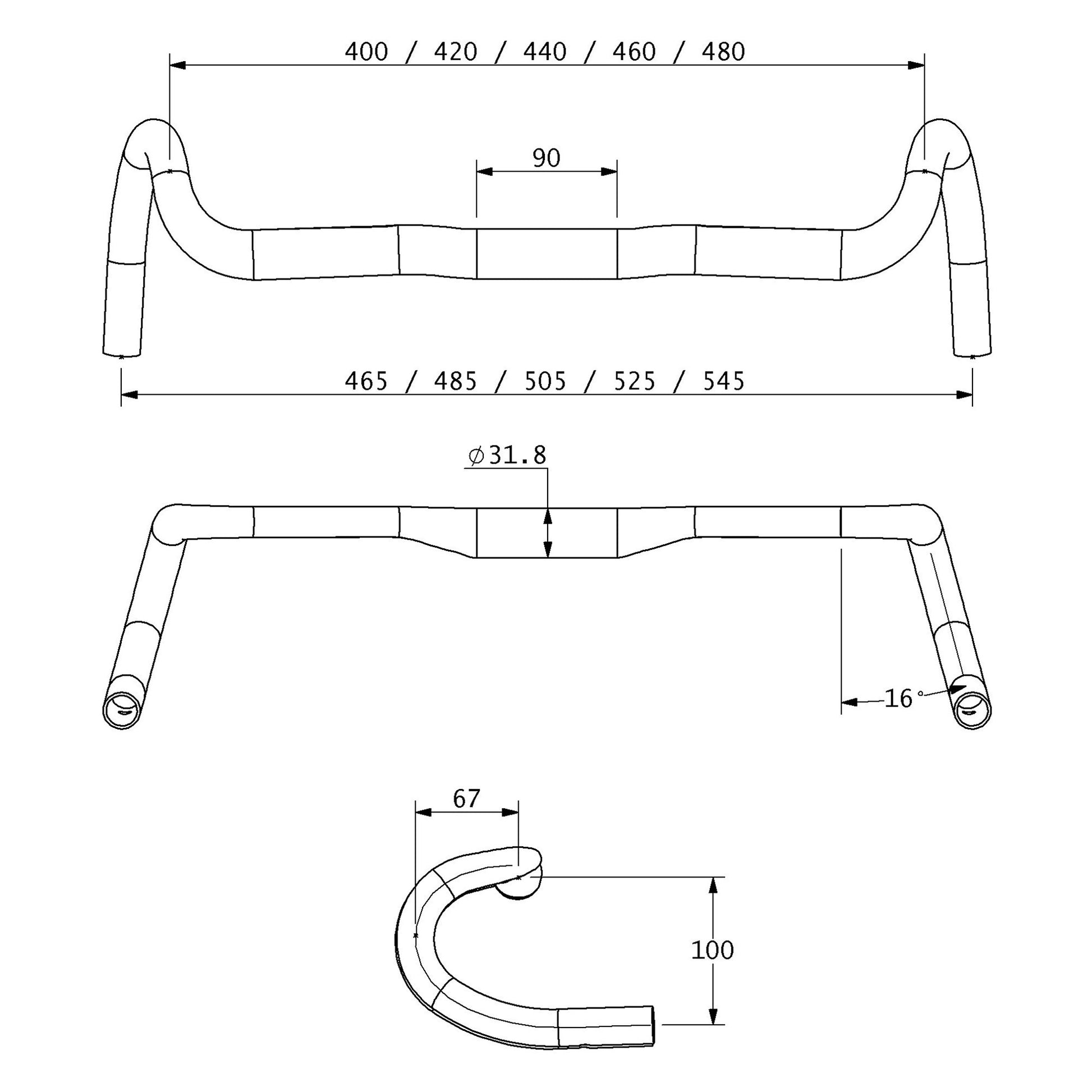 technical diagram of Feldspar alloy bar with dimensions