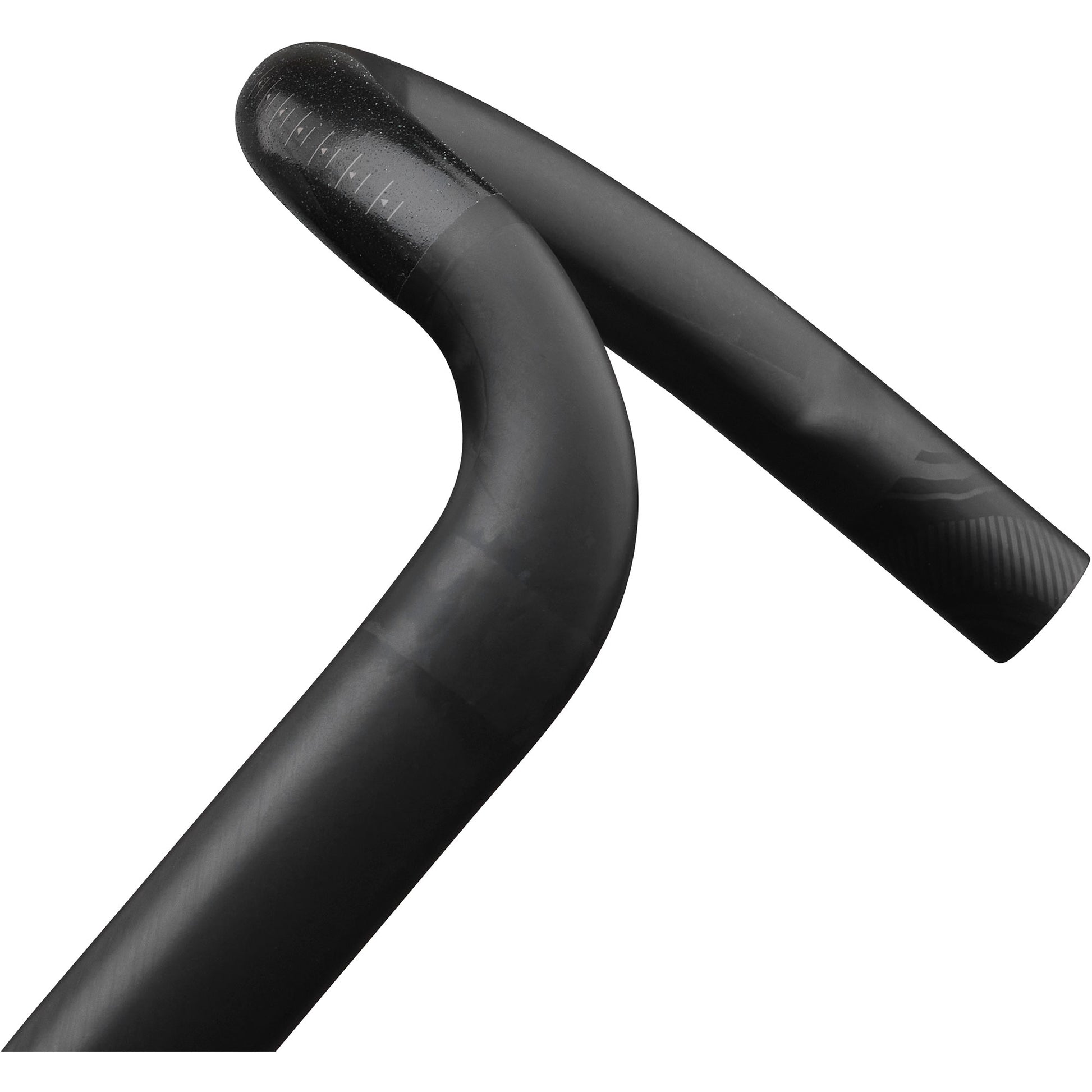 Teravail Feldspar Carbon Drop Handlebar detail view of flair and drop on white background