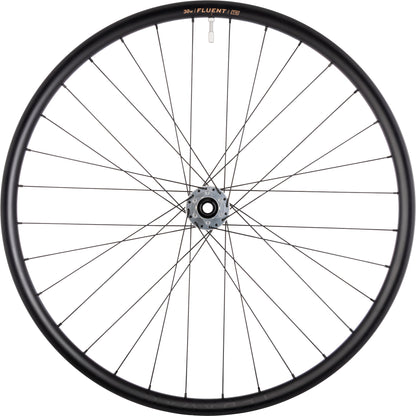 Bicycle wheel with Fluent branding on a white background
