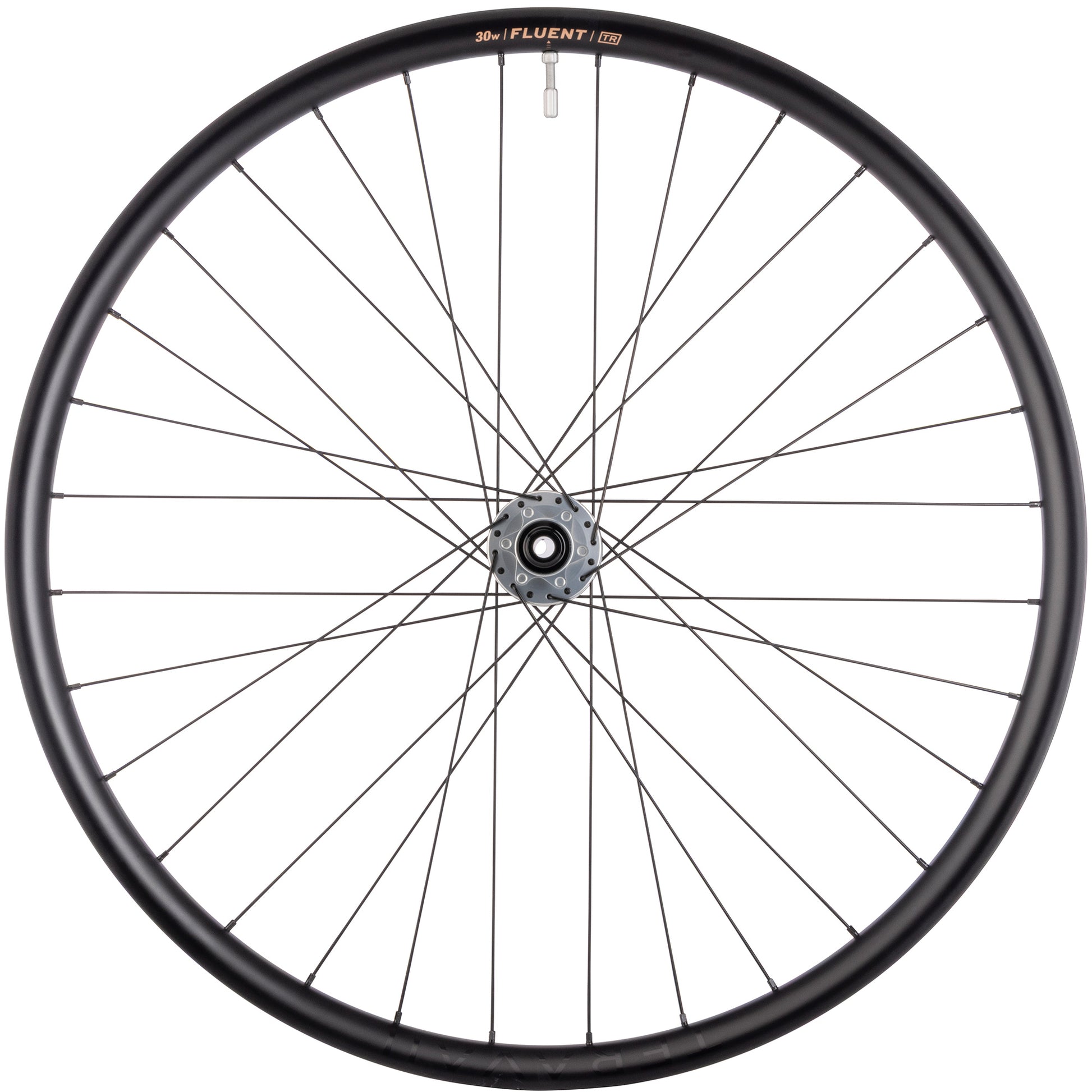 Bicycle wheel with Fluent branding on a white background