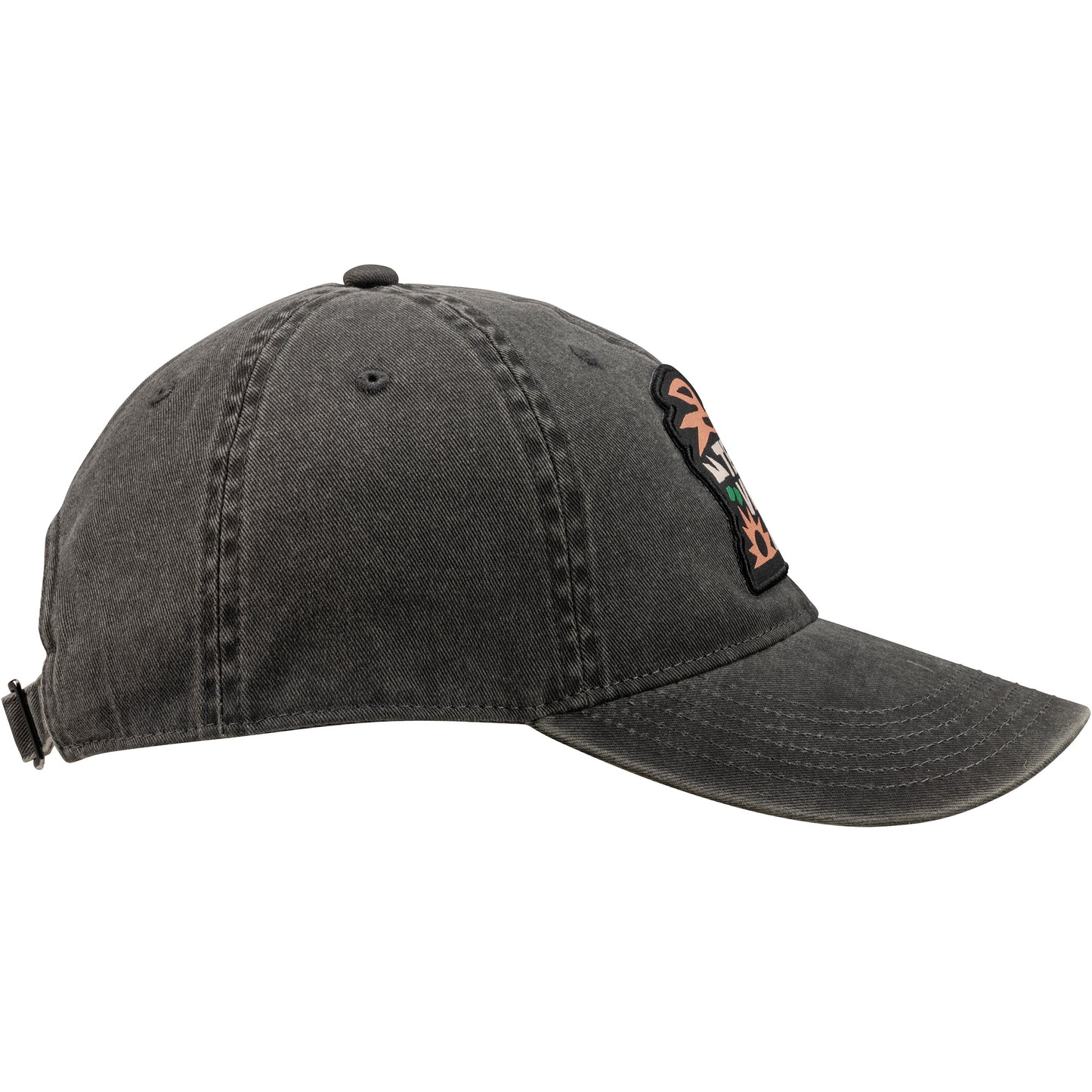 Black cap with a logo on a white background