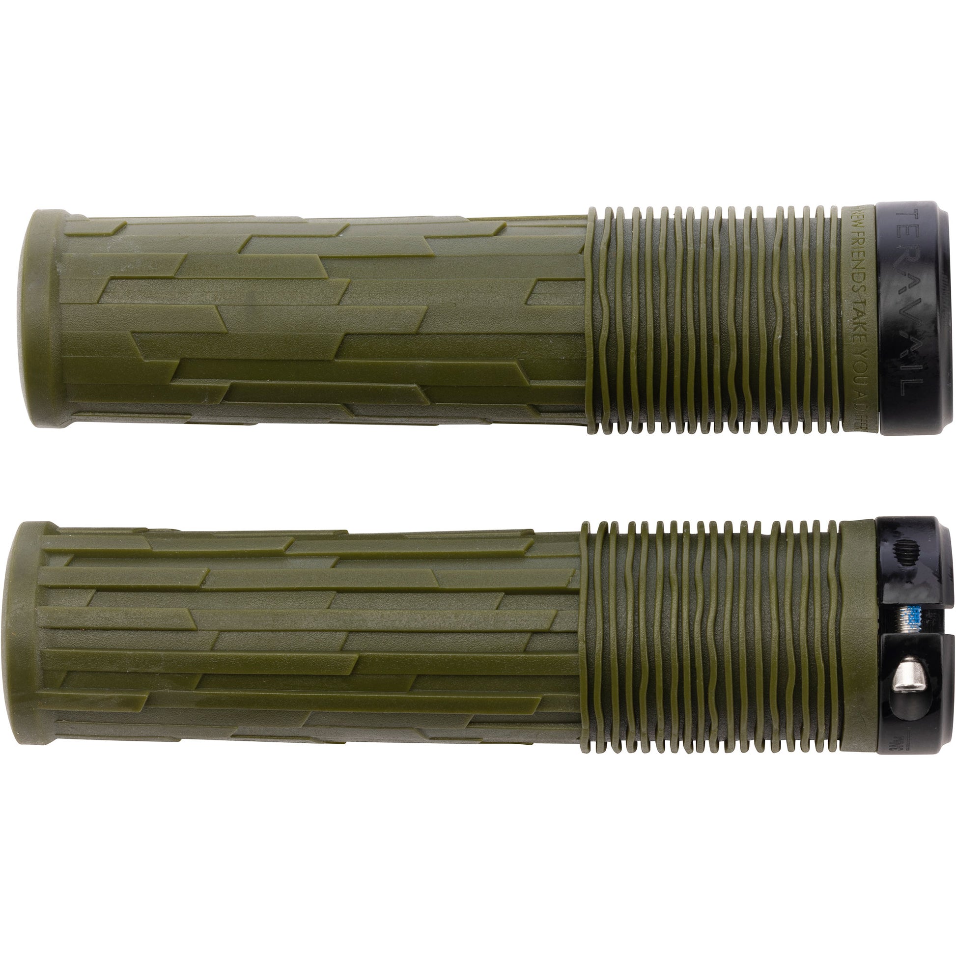 Teravail Lytho Lock-On Grips Olive Green pair on white background