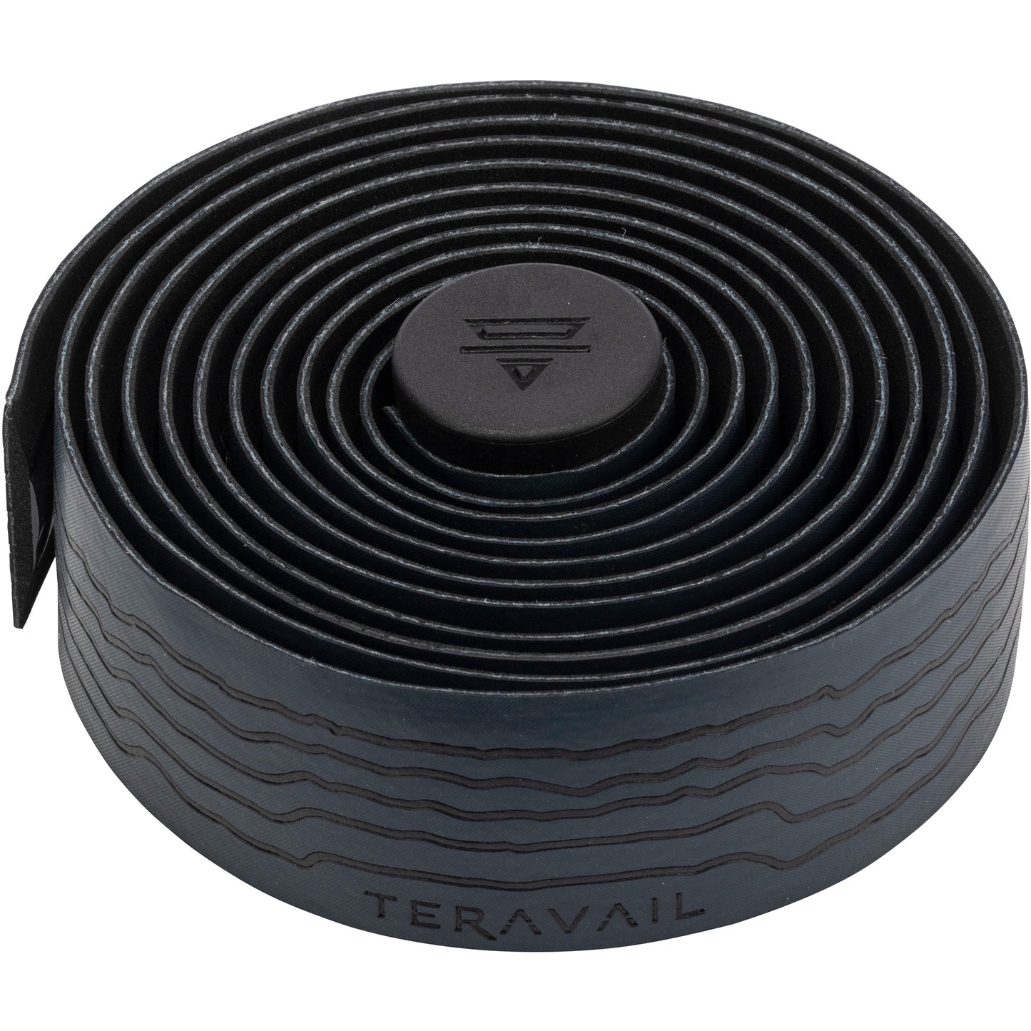 Dark blue roll of Teravail bicycle handlebar tape on a white background