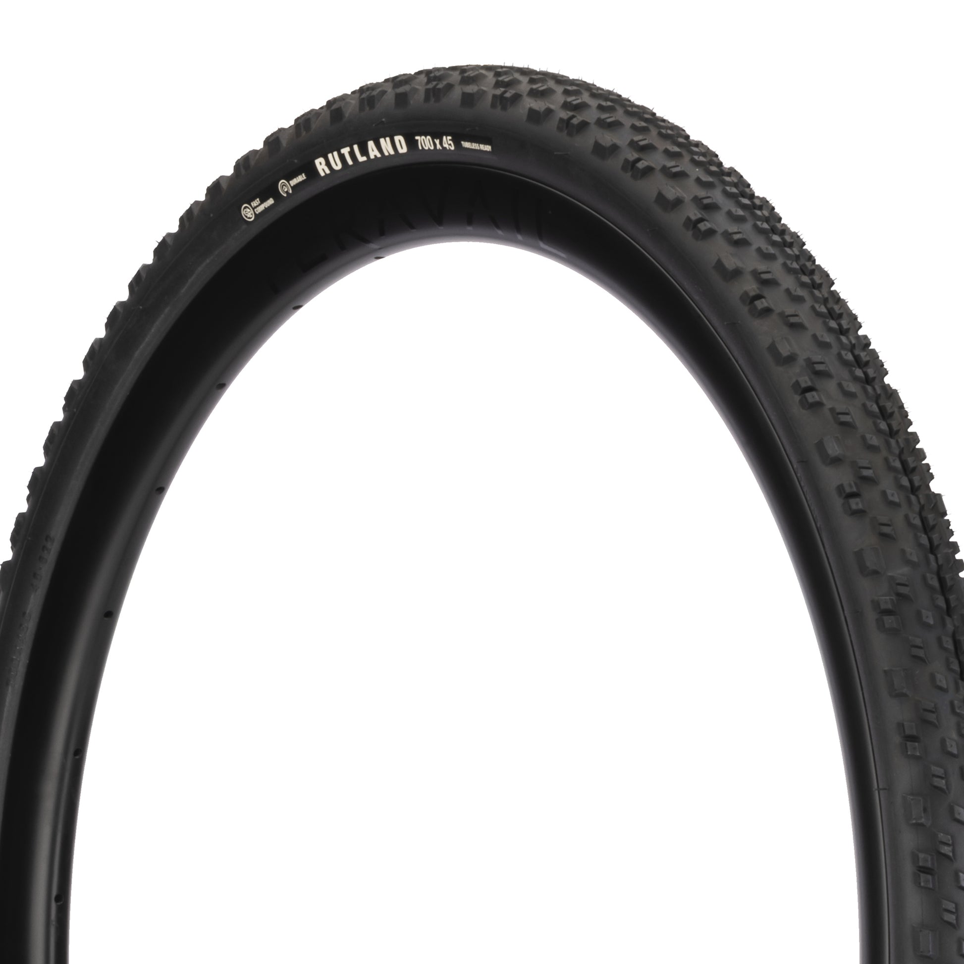Teravail Rutland Gen 2 Tire three-quarter view showing black sidewall on white background