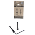Two black Teravail tubeless valve stems 50mm length shown below their original retail packaging on a plain white background.