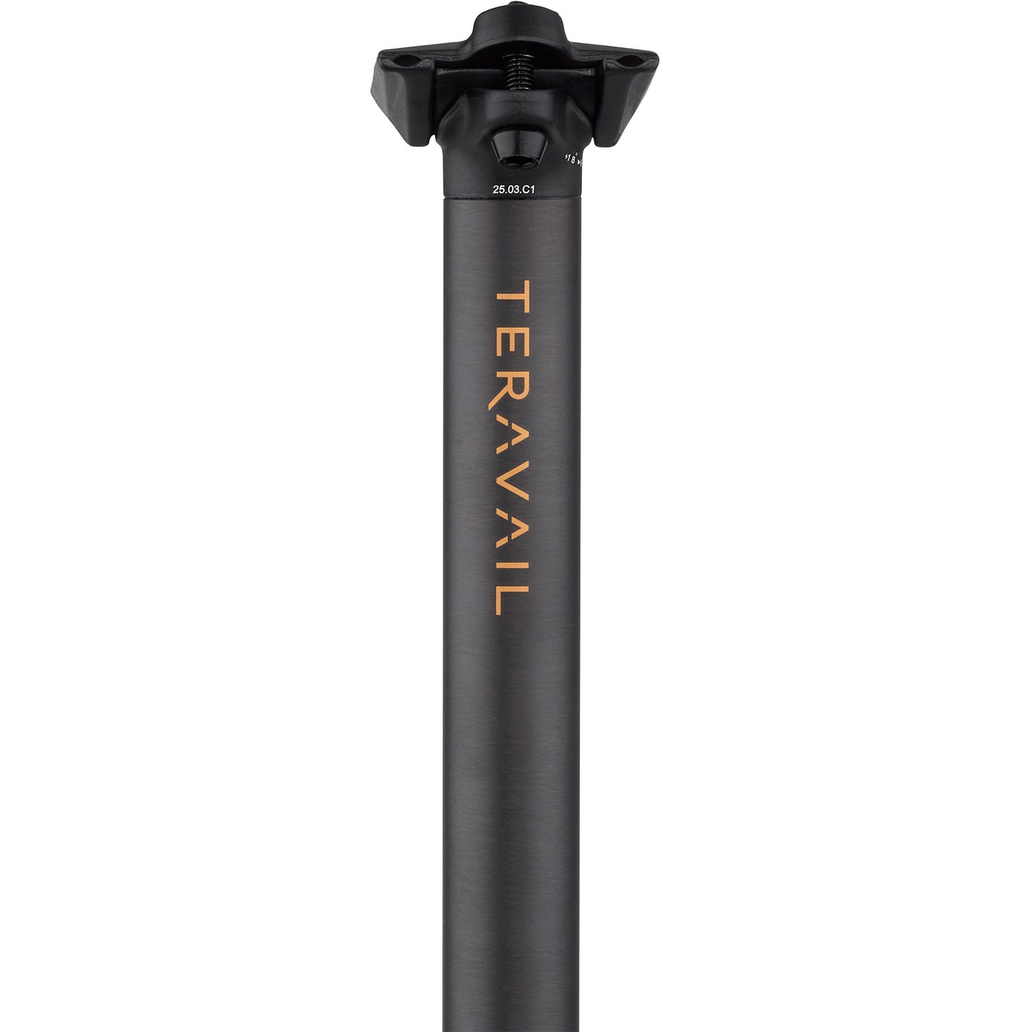 Teravail Stratum Carbon Seatpost straight-on back view on white background