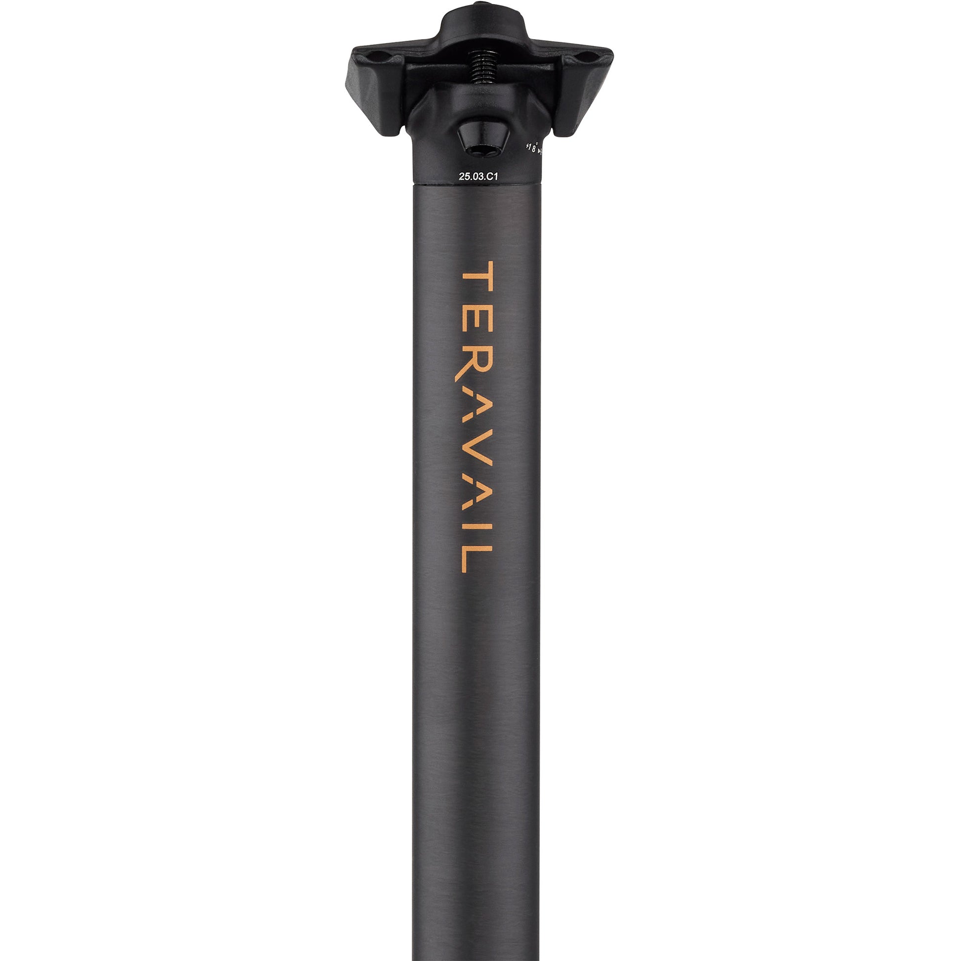 Teravail Stratum Carbon Seatpost straight-on back view on white background
