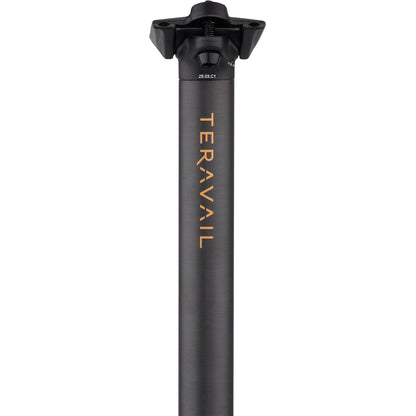 Teravail Stratum Carbon Seatpost straight-on back view on white background