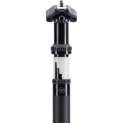 Teravail Telec Mountain Dropper Post front view showing adjustable height settings on white background