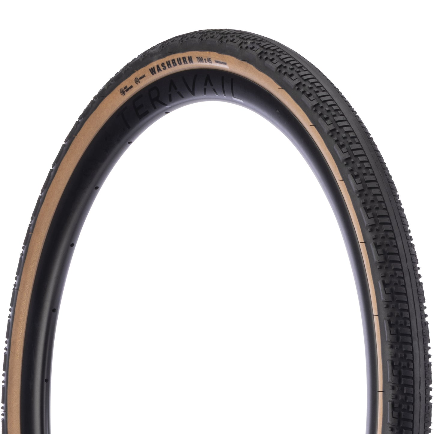 Teravail Washburn Gen 2 Tire three-quarter view showing tan sidewall on white background